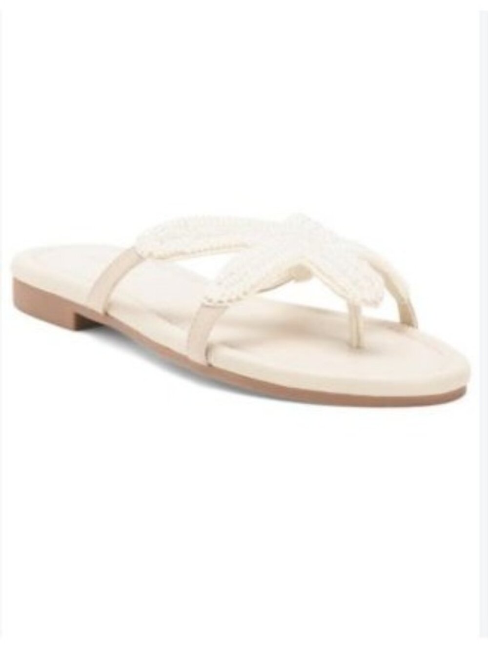 V-19. Carolina Constas Beaded Starfish Slides Ivory